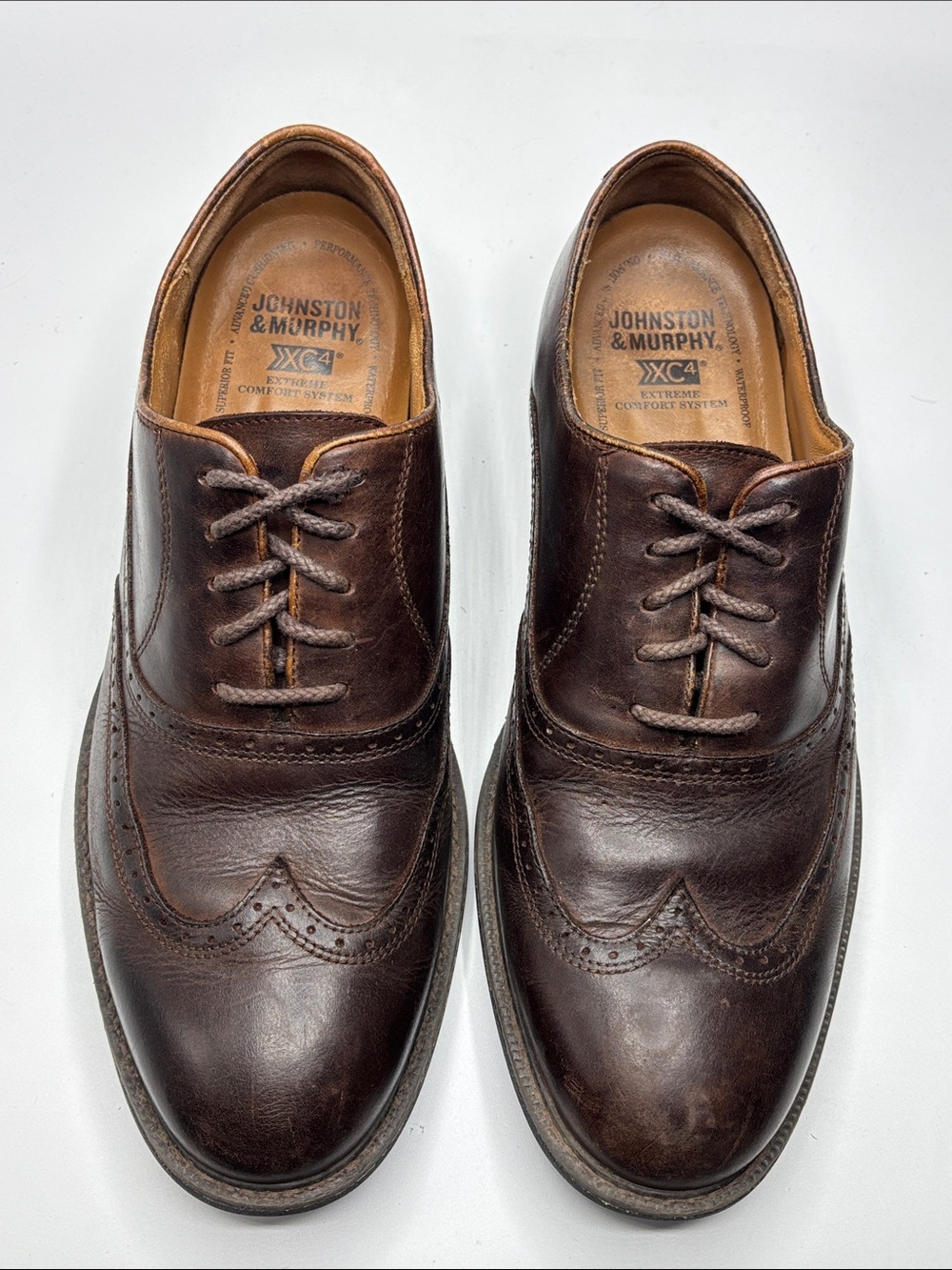 Johnston & Murphy Men’s Rubber Sole Brown Leather Brogue Oxfords Size 8.5